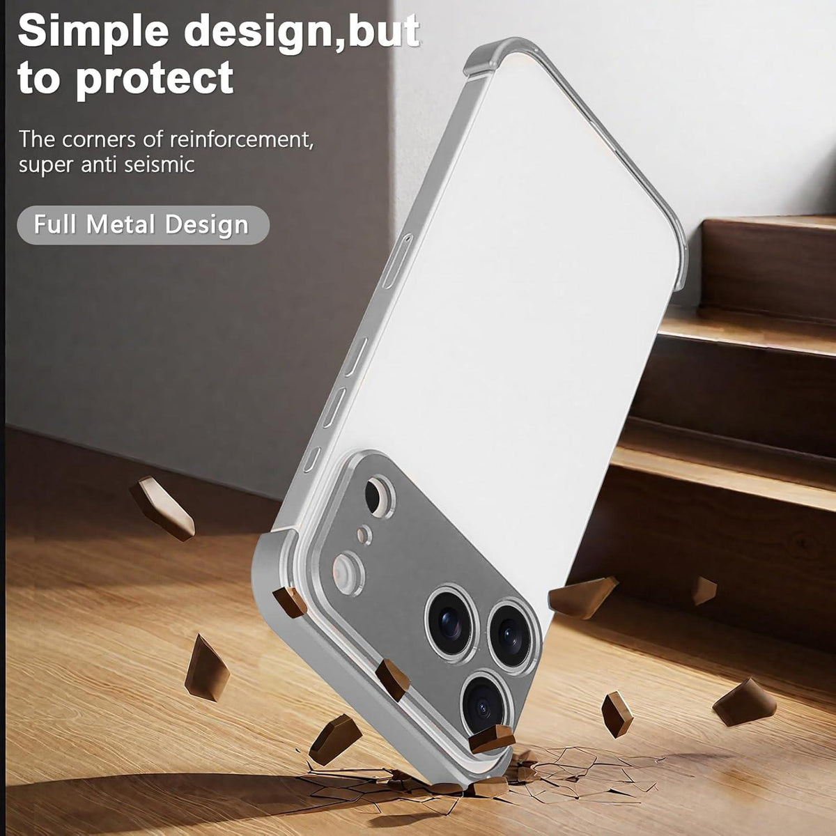 For iPhone 18 Pro Ultra-thin Frameless Titanium Alloy Four Corner Shockproof Phone Case - Titanium Gray - SYA003189606D