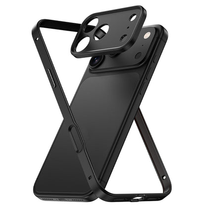 For iPhone 18 Pro Max Aluminum Alloy Hybrid Silicone Edge Thin Cooling Phone Frame Case with Metal Lens Frame - Black - SYA003193903A