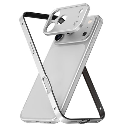 For iPhone 18 Pro Max Aluminum Alloy Hybrid Silicone Edge Thin Cooling Phone Frame Case with Metal Lens Frame - Silver - SYA003193903B