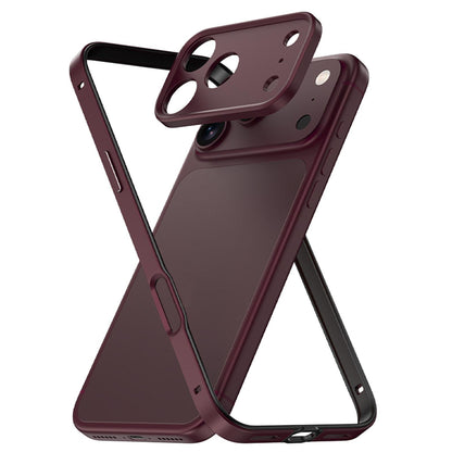 For iPhone 18 Pro Max Aluminum Alloy Hybrid Silicone Edge Thin Cooling Phone Frame Case with Metal Lens Frame - Cherry Red - SYA003193903F
