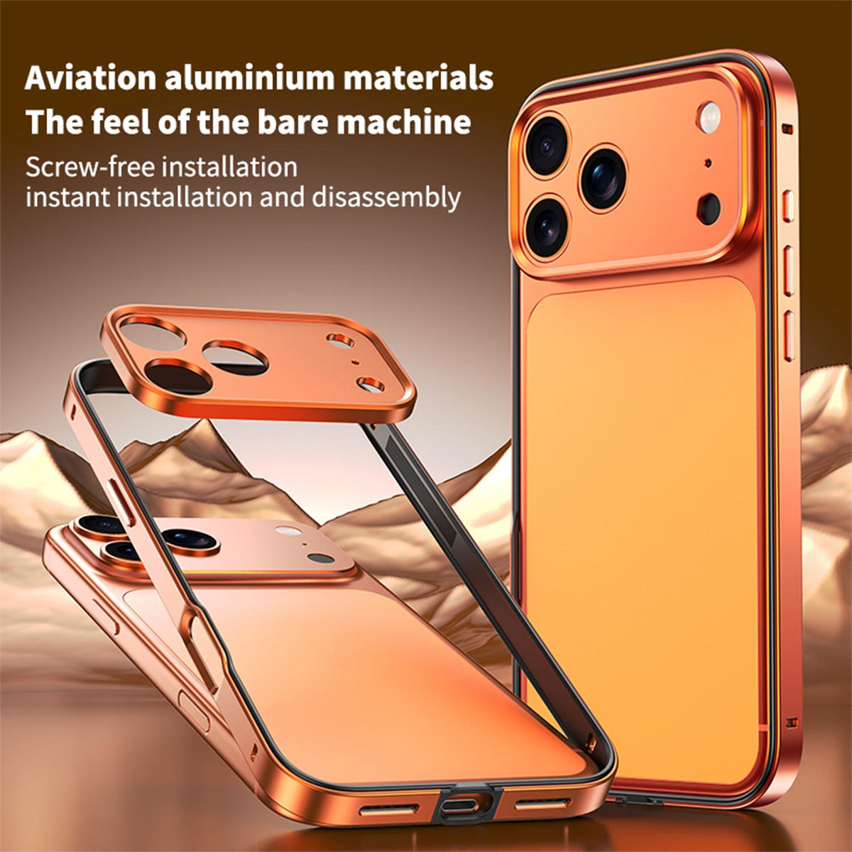 For iPhone 17 Pro Max Aluminum Alloy Hybrid Silicone Edge Thin Cooling Phone Frame Case with Metal Lens Frame - Sky Blue - SYA003193901E