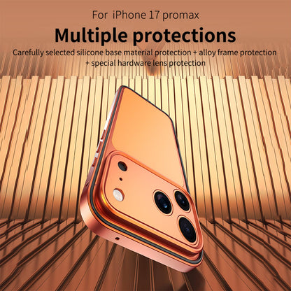 For iPhone 18 Pro Max Aluminum Alloy Hybrid Silicone Edge Thin Cooling Phone Frame Case with Metal Lens Frame - Black - SYA003193903A