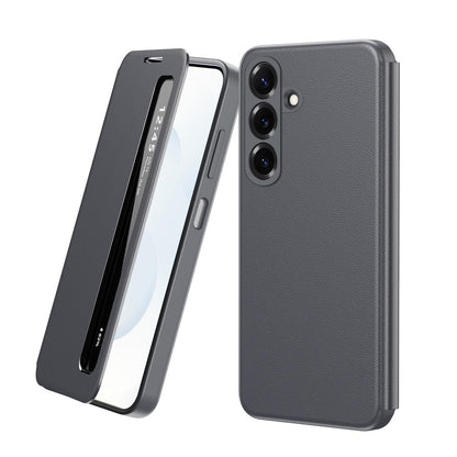For Galaxy A27 5G Smart View Window Leather Phone Case - Grey - SYA003197623B