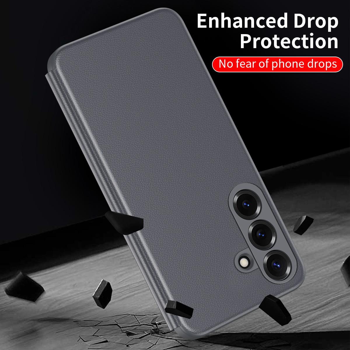 For Galaxy A27 5G Smart View Window Leather Phone Case - Grey - SYA003197623B