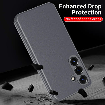 For Galaxy A27 5G Smart View Window Leather Phone Case - Grey - SYA003197623B