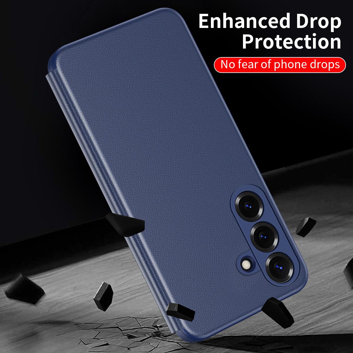 For Galaxy A27 5G Smart View Window Leather Phone Case - Blue - SYA003197623C