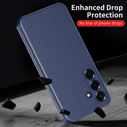 For Galaxy A27 5G Smart View Window Leather Phone Case - Blue - SYA003197623C