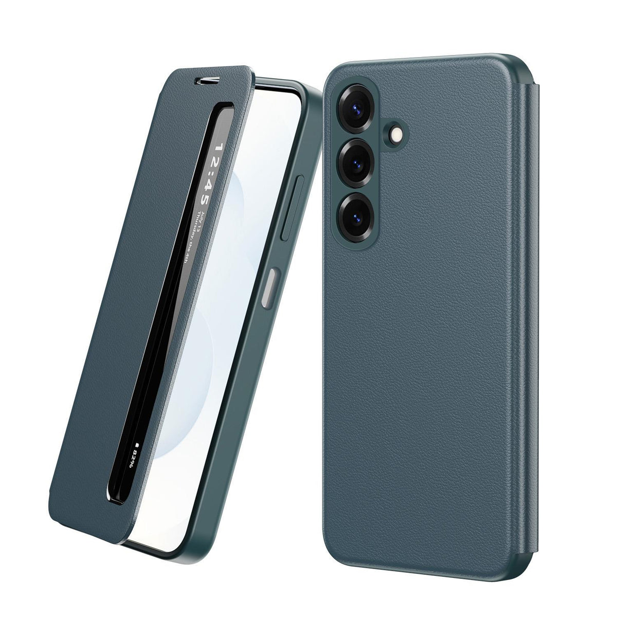 For Galaxy A27 5G Smart View Window Leather Phone Case - Green - SYA003197623D