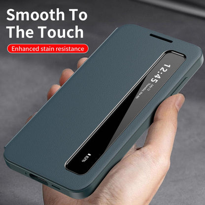 For Galaxy A27 5G Smart View Window Leather Phone Case - Green - SYA003197623D
