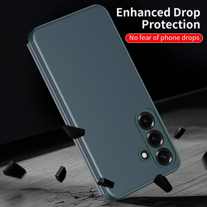 For Galaxy A27 5G Smart View Window Leather Phone Case - Green - SYA003197623D