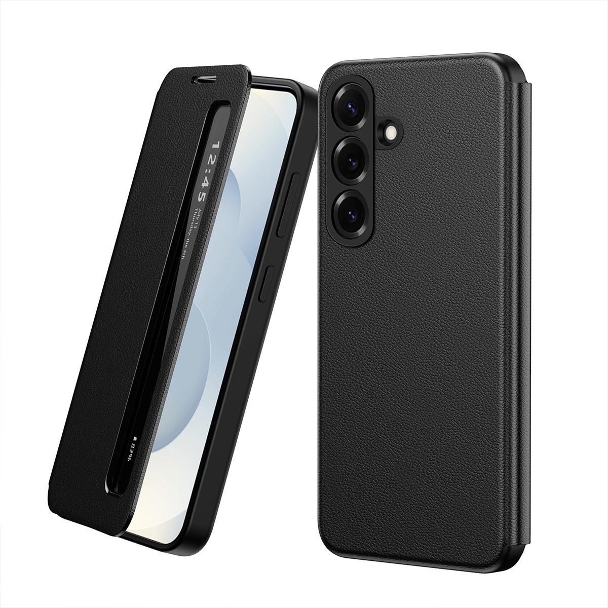 For Galaxy S26 FE 5G Smart View Window Leather Phone Case - Black - SYA003197624A