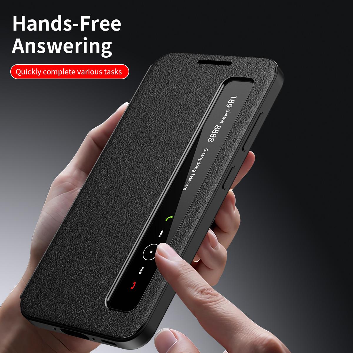 For Galaxy S26 FE 5G Smart View Window Leather Phone Case - Black - SYA003197624A