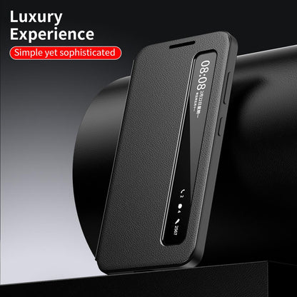 For Galaxy S26 FE 5G Smart View Window Leather Phone Case - Black - SYA003197624A