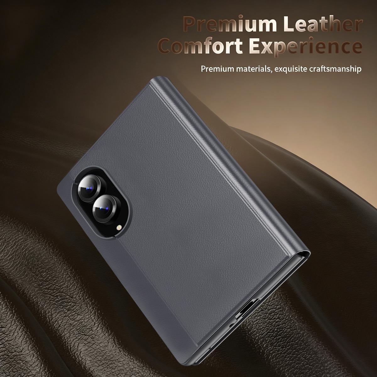 For Galaxy Z Fold8 5G Smart View Window Leather Phone Case(Grey)