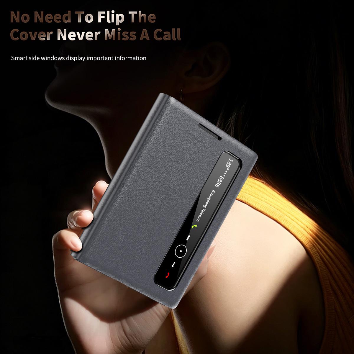 For Galaxy Z Fold8 5G Smart View Window Leather Phone Case(Grey)