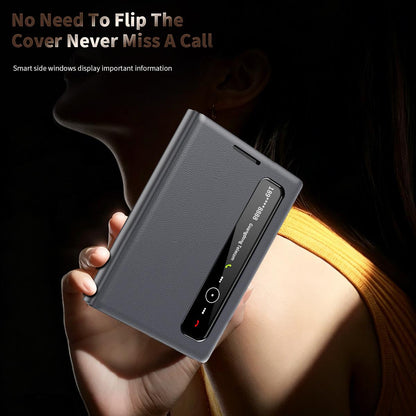 For Galaxy Z Fold8 5G Smart View Window Leather Phone Case(Grey)