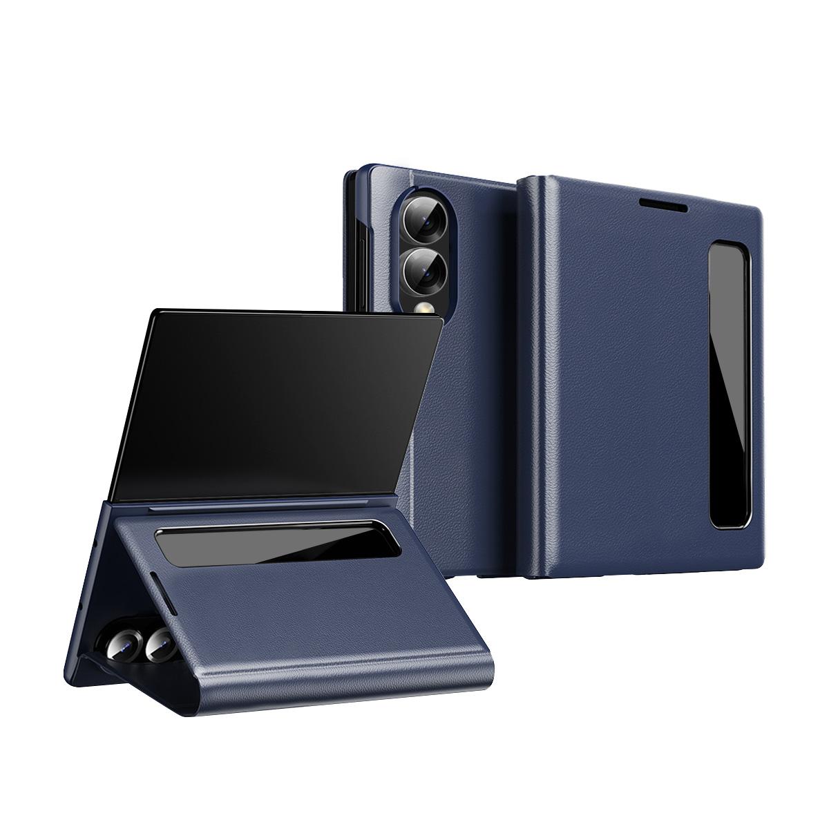 For Galaxy Z Fold8 5G Smart View Window Leather Phone Case(Blue)