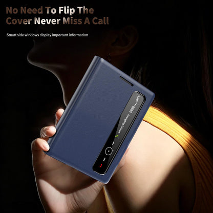 For Galaxy Z Fold8 5G Smart View Window Leather Phone Case(Blue)