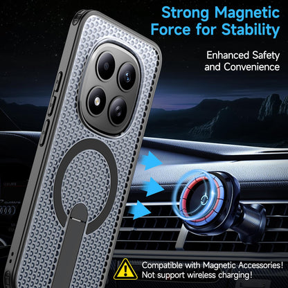 For Redmi Note 15+ 5G Global 163.3mm Kalebol Honeycomb Cooling MagSafe Holder Phone Case - Black - SYA003207902A