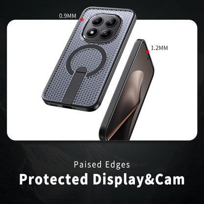 For Redmi Note 15+ 5G Global 163.3mm Kalebol Honeycomb Cooling MagSafe Holder Phone Case - Black - SYA003207902A
