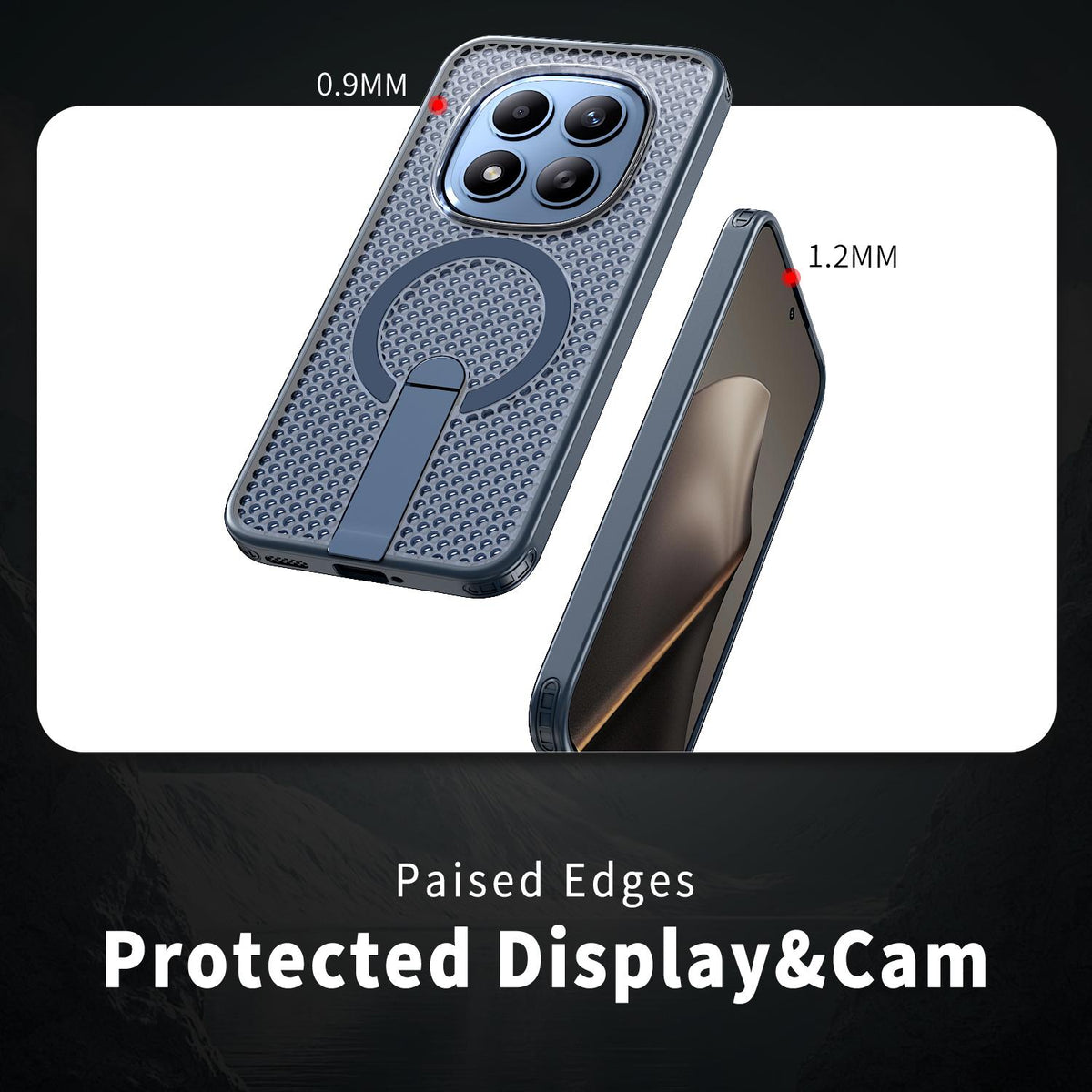 For Redmi Note 15+ 5G Global 163.3mm Kalebol Honeycomb Cooling MagSafe Holder Phone Case - Blue - SYA003207902B
