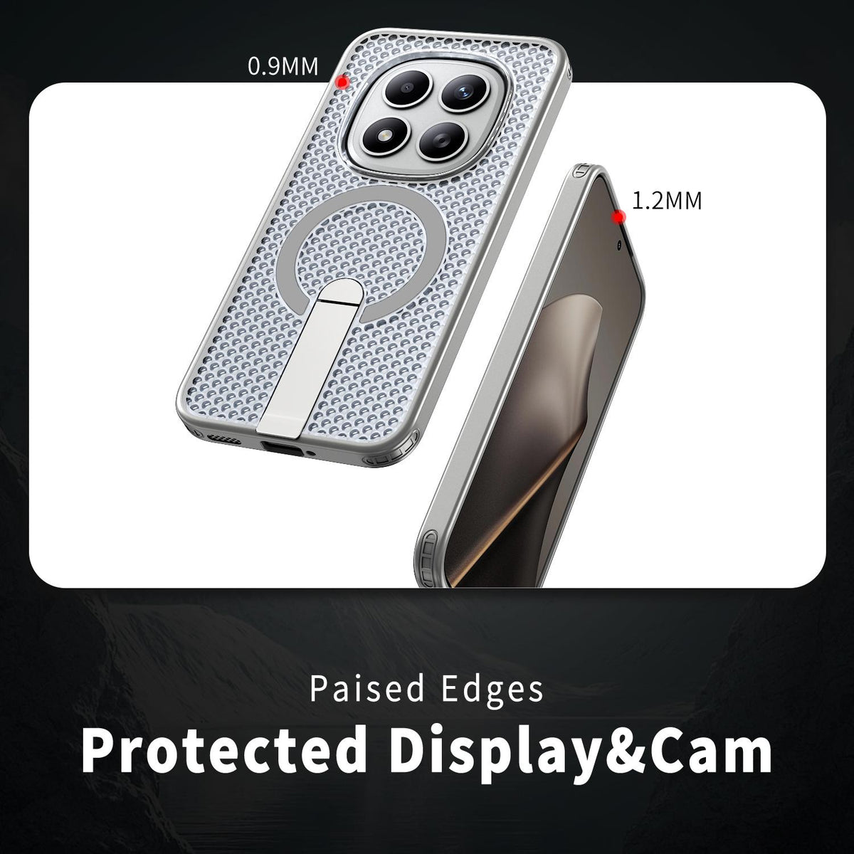 For Redmi Note 15+ 5G Global 163.3mm Kalebol Honeycomb Cooling MagSafe Holder Phone Case - Titanium Grey - SYA003207902C