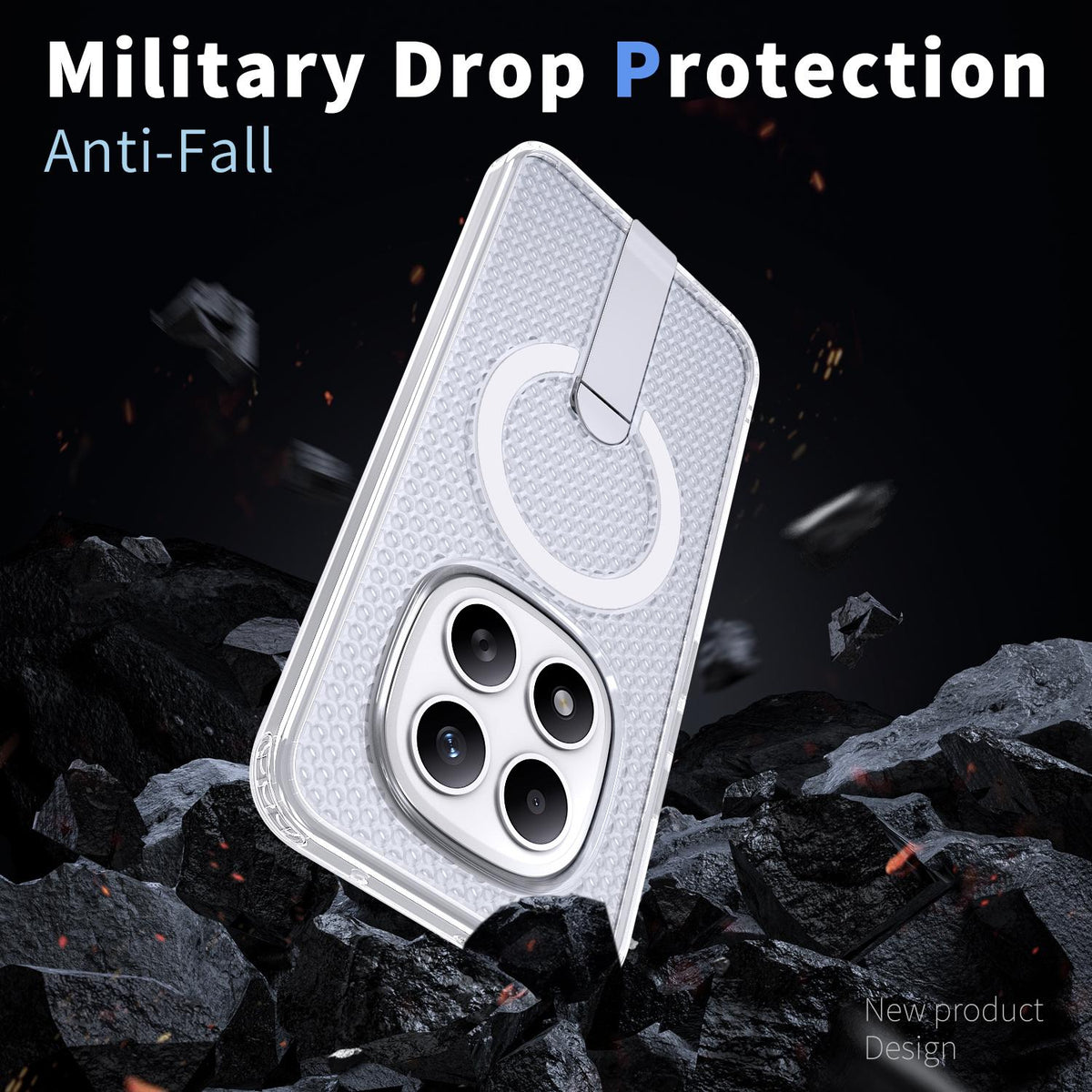 For Redmi Note 15+ 5G Global 163.3mm Kalebol Honeycomb Cooling MagSafe Holder Phone Case - Matte Transparent - SYA003207902D