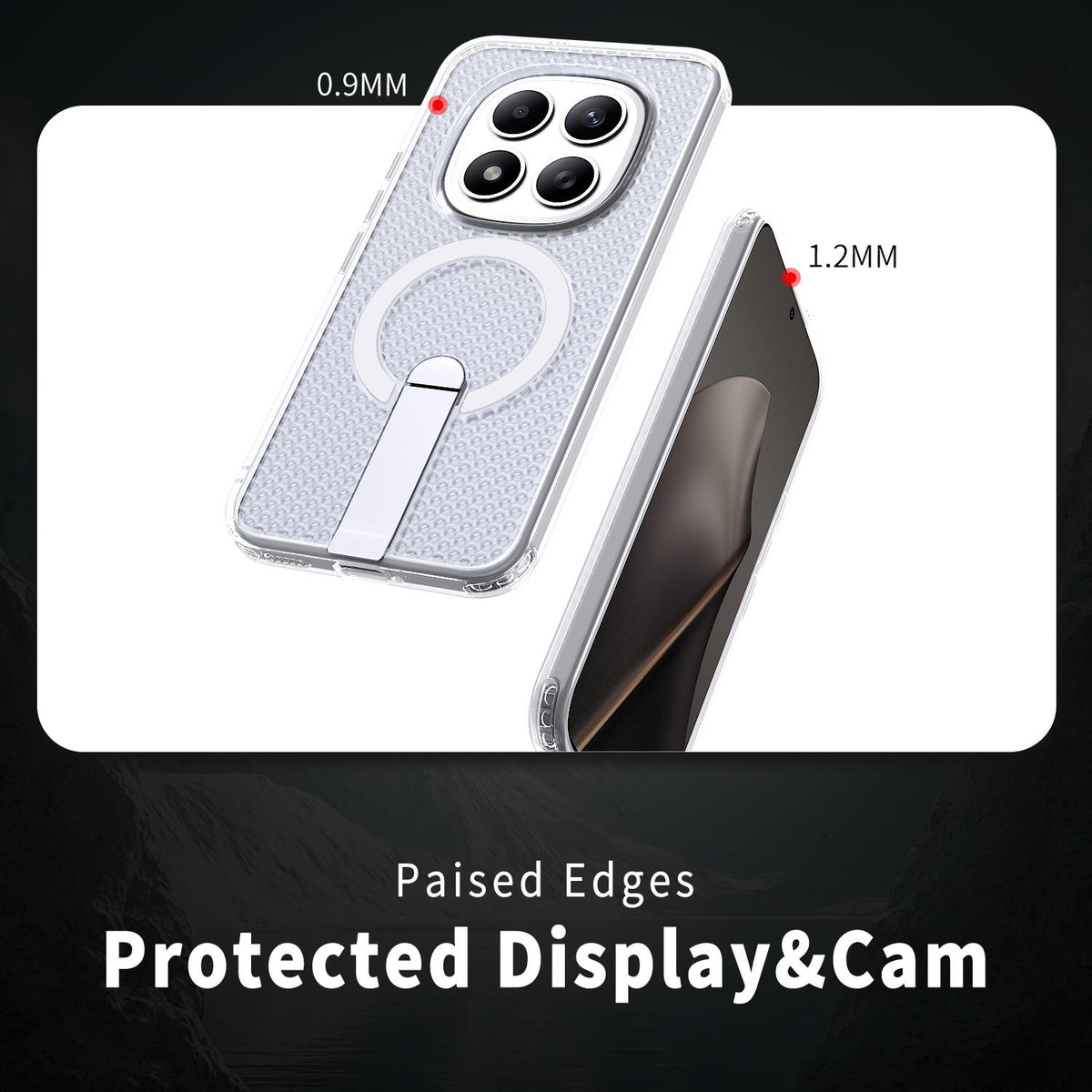 For Redmi Note 15+ 5G Global 163.3mm Kalebol Honeycomb Cooling MagSafe Holder Phone Case - Matte Transparent - SYA003207902D