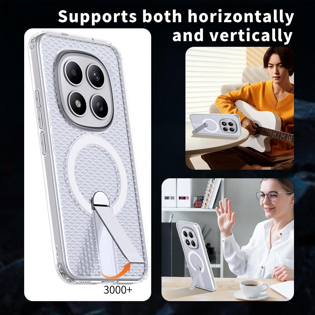 For Redmi Note 15+ 5G Global 163.3mm Kalebol Honeycomb Cooling MagSafe Holder Phone Case - Matte Transparent - SYA003207902D