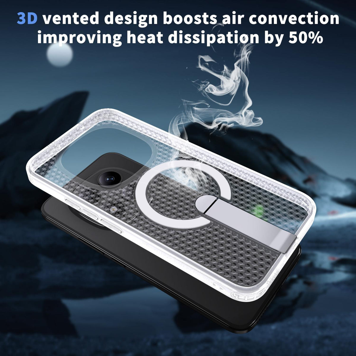 For Redmi Note 15+ 5G Global 163.3mm Kalebol Honeycomb Cooling MagSafe Holder Phone Case - Matte Transparent - SYA003207902D