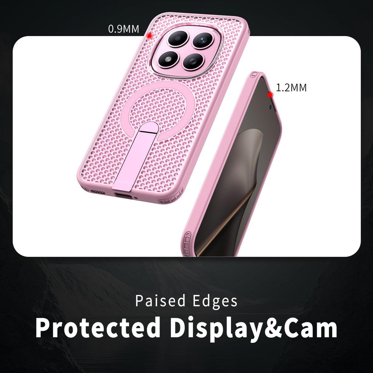 For Redmi Note 15+ 5G Global 163.3mm Kalebol Honeycomb Cooling MagSafe Holder Phone Case - Cherry Blossom Pink - SYA003207902E