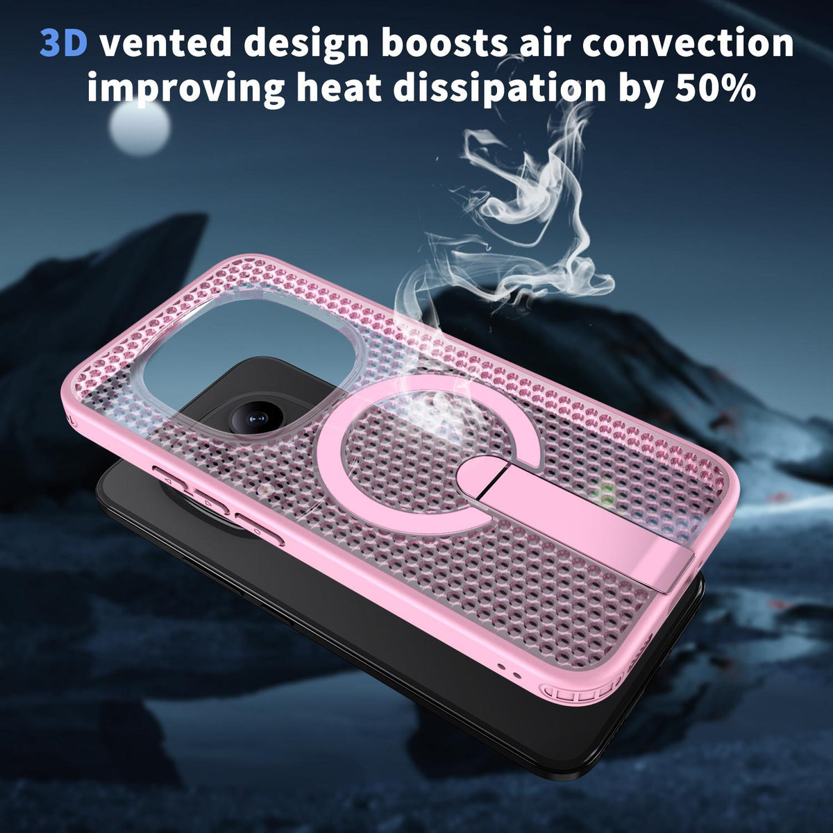 For Redmi Note 15+ 5G Global 163.3mm Kalebol Honeycomb Cooling MagSafe Holder Phone Case - Cherry Blossom Pink - SYA003207902E