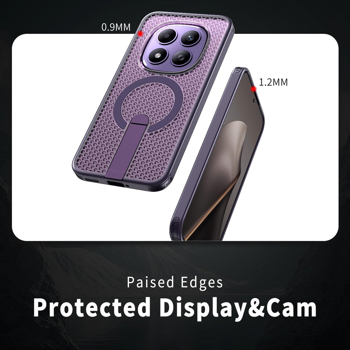 For Redmi Note 15+ 5G Global 163.3mm Kalebol Honeycomb Cooling MagSafe Holder Phone Case - Purple - SYA003207902F