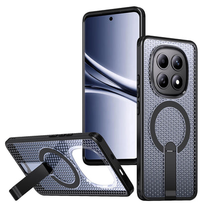For Redmi Note 15 Pro 4G Global 163.2mm Kalebol Honeycomb Cooling MagSafe Holder Phone Case - Black - SYA003207904A