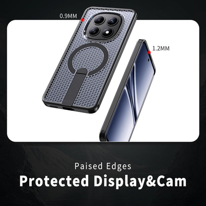 For Redmi Note 15 Pro 4G Global 163.2mm Kalebol Honeycomb Cooling MagSafe Holder Phone Case - Black - SYA003207904A