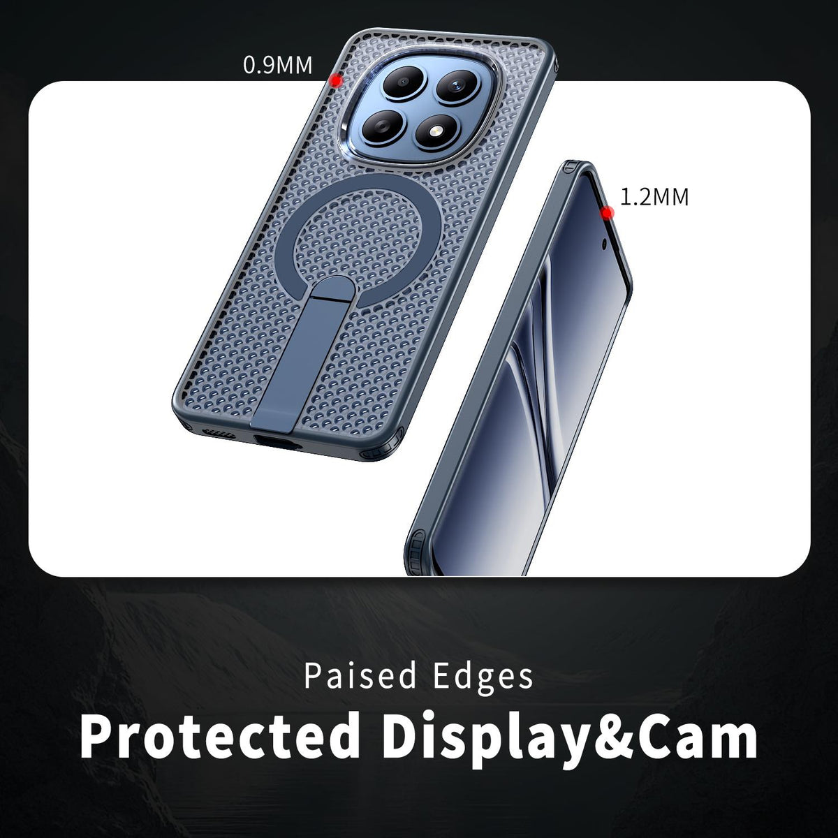 For Redmi Note 15 Pro 4G Global 163.2mm Kalebol Honeycomb Cooling MagSafe Holder Phone Case - Blue - SYA003207904B