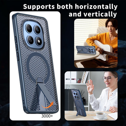 For Redmi Note 15 Pro 4G Global 163.2mm Kalebol Honeycomb Cooling MagSafe Holder Phone Case - Blue - SYA003207904B