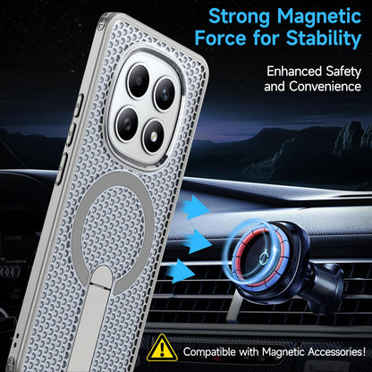 For Redmi Note 15 Pro 4G Global 163.2mm Kalebol Honeycomb Cooling MagSafe Holder Phone Case - Titanium Grey - SYA003207904C