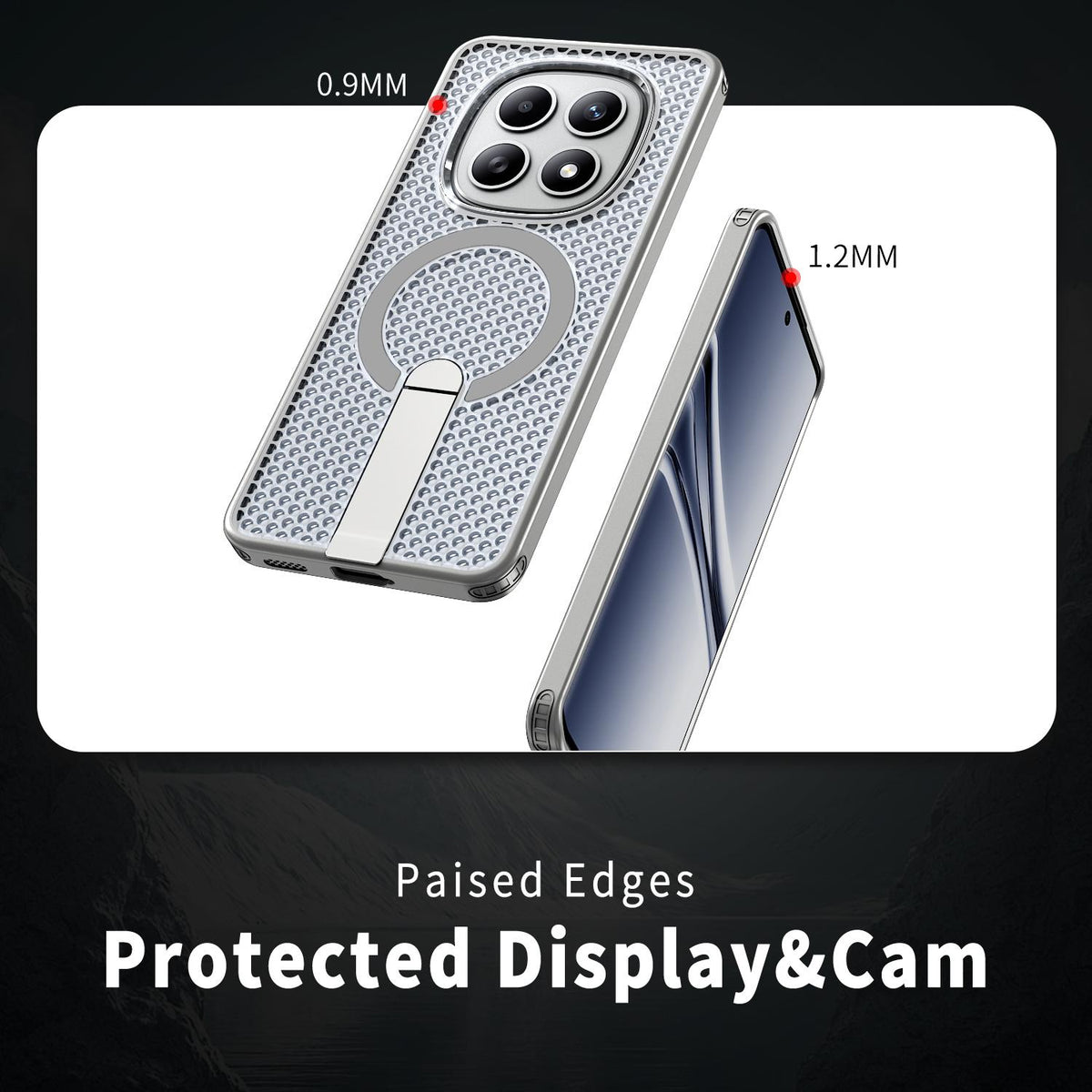 For Redmi Note 15 Pro 4G Global 163.2mm Kalebol Honeycomb Cooling MagSafe Holder Phone Case - Titanium Grey - SYA003207904C