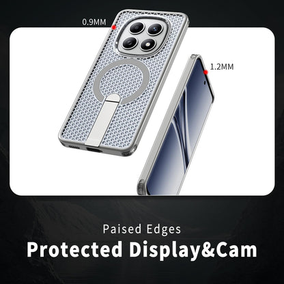 For Redmi Note 15 Pro 4G Global 163.2mm Kalebol Honeycomb Cooling MagSafe Holder Phone Case - Titanium Grey - SYA003207904C