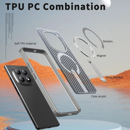 For Redmi Note 15 Pro 4G Global 163.2mm Kalebol Honeycomb Cooling MagSafe Holder Phone Case - Titanium Grey - SYA003207904C