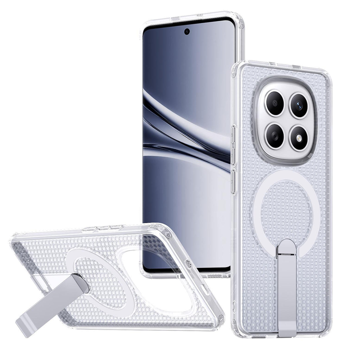 For Redmi Note 15 Pro 4G Global 163.2mm Kalebol Honeycomb Cooling MagSafe Holder Phone Case - Matte Transparent - SYA003207904D