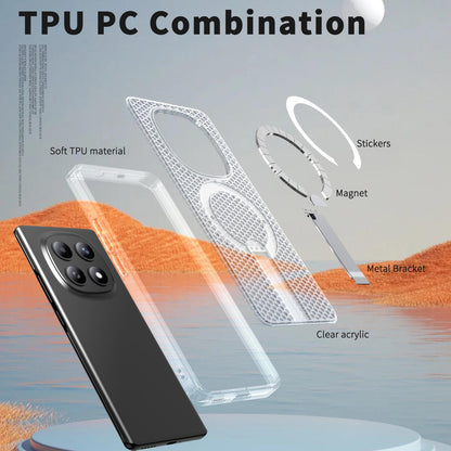 For Redmi Note 15 Pro 4G Global 163.2mm Kalebol Honeycomb Cooling MagSafe Holder Phone Case - Matte Transparent - SYA003207904D
