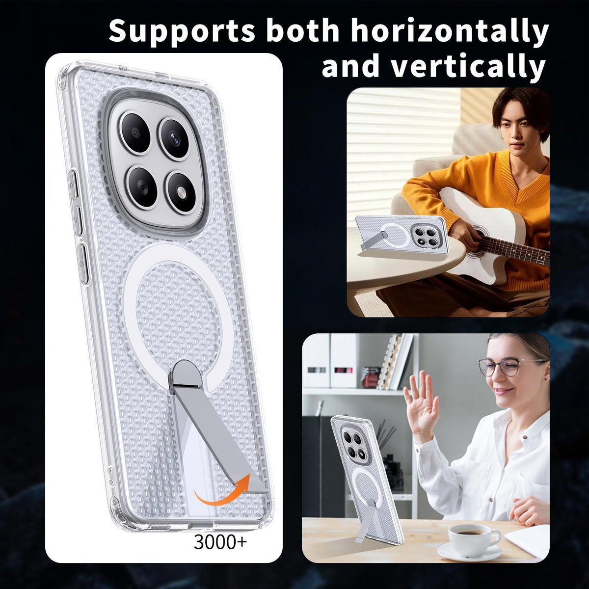 For Redmi Note 15 Pro 4G Global 163.2mm Kalebol Honeycomb Cooling MagSafe Holder Phone Case - Matte Transparent - SYA003207904D