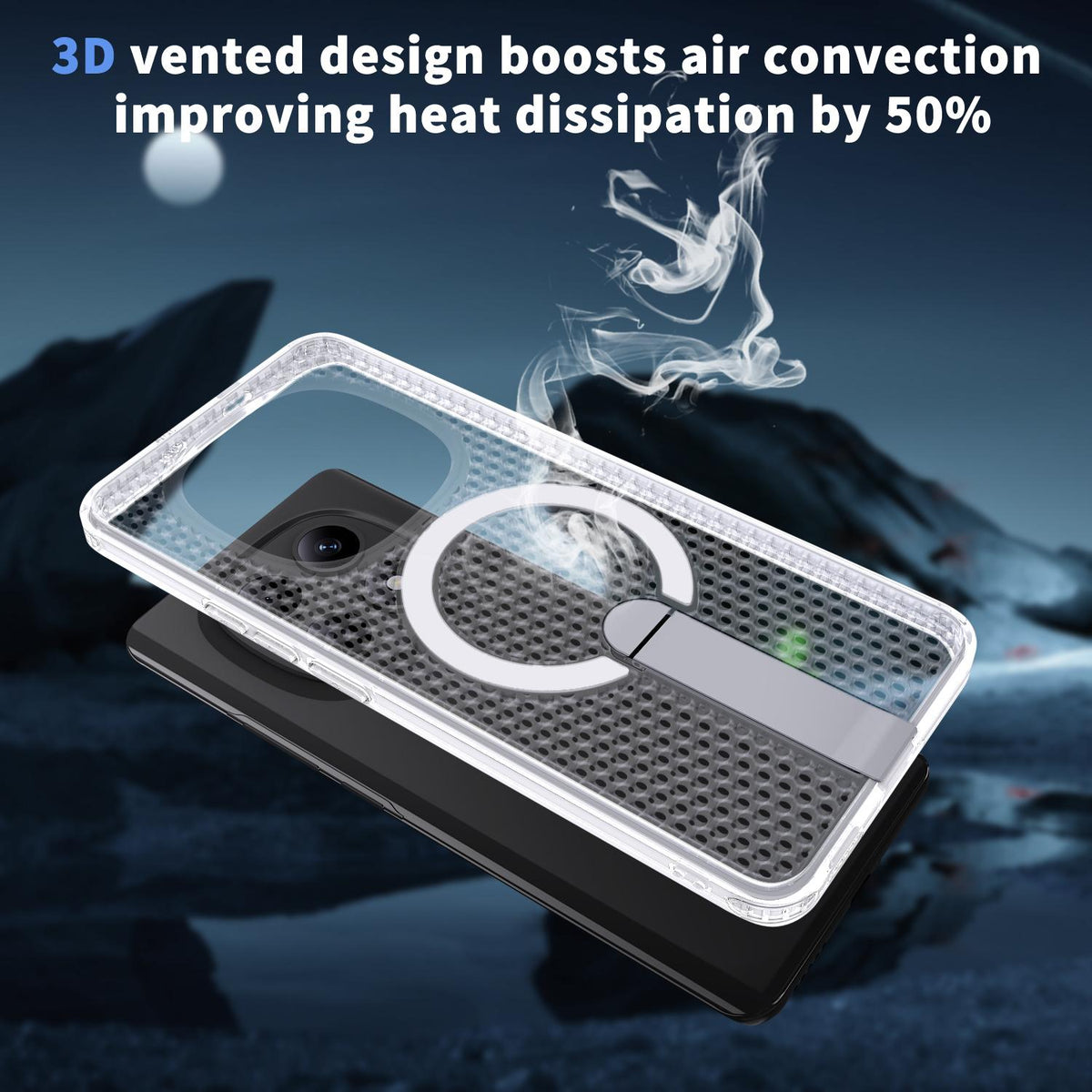 For Redmi Note 15 Pro 4G Global 163.2mm Kalebol Honeycomb Cooling MagSafe Holder Phone Case - Matte Transparent - SYA003207904D