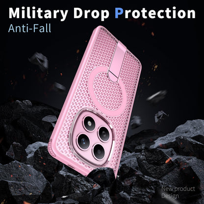 For Redmi Note 15 Pro 4G Global 163.2mm Kalebol Honeycomb Cooling MagSafe Holder Phone Case - Cherry Blossom Pink - SYA003207904E