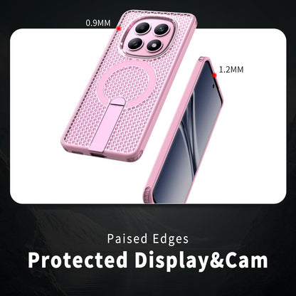 For Redmi Note 15 Pro 4G Global 163.2mm Kalebol Honeycomb Cooling MagSafe Holder Phone Case - Cherry Blossom Pink - SYA003207904E