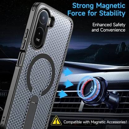 For Redmi  A7 Pro 4G / 5G 171mm Kalebol Honeycomb Cooling MagSafe Holder Phone Case - Black - SYA003207907A
