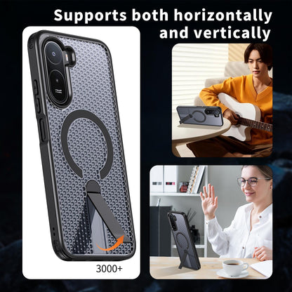 For Redmi  A7 Pro 4G / 5G 171mm Kalebol Honeycomb Cooling MagSafe Holder Phone Case - Black - SYA003207907A