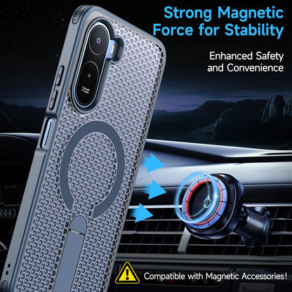 For Redmi  A7 Pro 4G / 5G 171mm Kalebol Honeycomb Cooling MagSafe Holder Phone Case - Blue - SYA003207907B